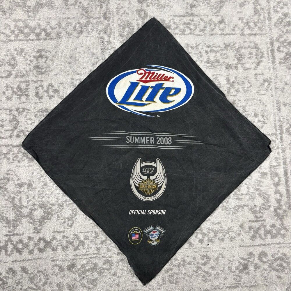 Miller Lite Summer 2008 Harley Davidson Motorcycle Bandana Handkerchief